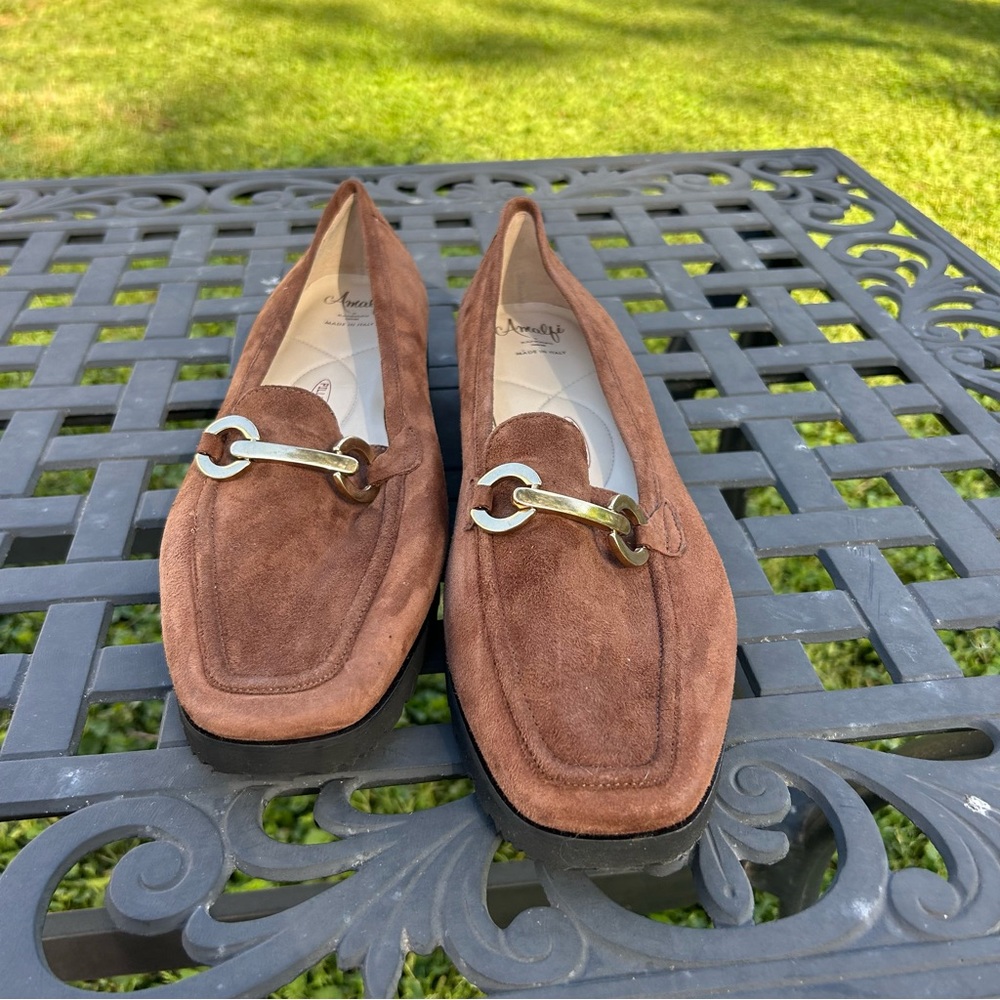 Amalfi‎ Rangoni Loafers Size 12.5 Brown Suede Walk On Air Brown Slip On Casual